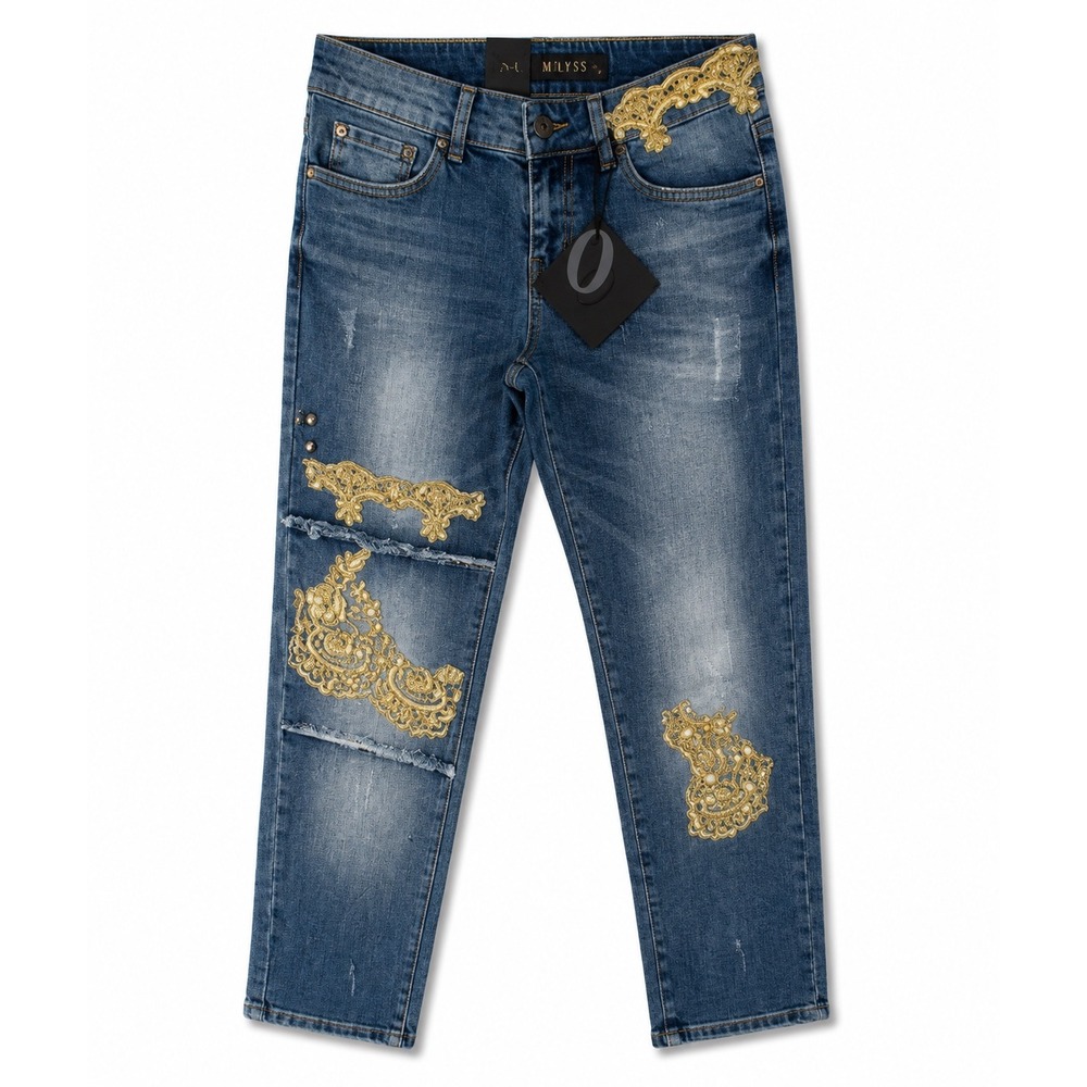 Olyss New York Women's Size 2 Embellished Skinny Ankle Jeans NWT Lace Pearl
